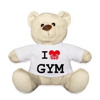 I love Gym - T-shirt for those who like to train - Teddy Bear - white - Front