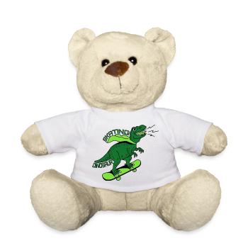 T-Rex Skateboard Dinosaurier Skaten Skater - Teddy - Weiß - Vorne