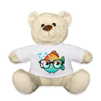 Kawaii Cute Happy Colorful Fish avec des lunettes de soleil - Nounours - blanc - Devant