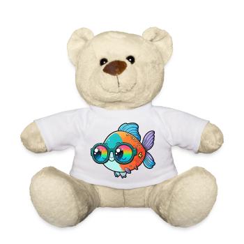 Kawaii Mignon Heureux Poisson Coloré Avec Lunettes De Soleil - Nounours - blanc - Devant