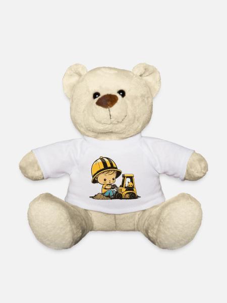 Small construction worker - Teddy Bear - white