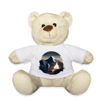Lagerfeuer beim Zelten in den Bergen Outdoor Shirt - Teddy - Weiß - Vorne