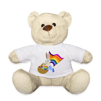Ein Pride Hase Sammelt seine Ostereier - Teddy - Weiß - Vorne