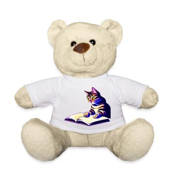 Katze Bücher Kater Lesen Hauskatze Buch Kätzchen - Teddy - Weiß - Vorne
