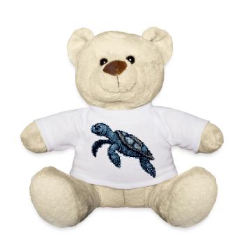 Turtle swimming in the sea - Teddy Bear - white - Front
