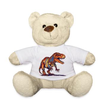 Pixel Dino dans le style des anciens graphismes de jeux vidéo - Nounours - blanc - Devant