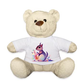 Cute Squirrel Flowers - Teddy Bear - white - Front