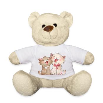 Deux chats chanteurs mignons enfants - Nounours - blanc - Devant