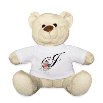 Lettre j fleuris - Nounours - blanc - Devant