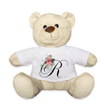 Lettre r fleuris - Nounours - blanc - Devant