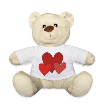 Three Hearts - Teddy Bear - white - Front