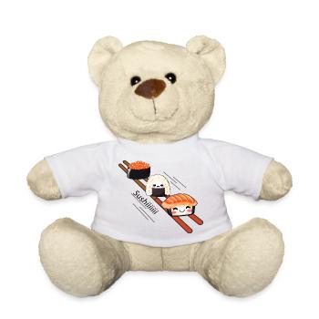 Sushi sliding on Chopstick - Teddy Bear - white - Front