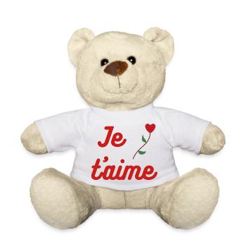 Je T'aime - French I love You Quote - Teddy Bear - white - Front