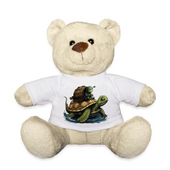 Kleine grüne Schnecke lässt sich von Schildkröte m - Teddy - Weiß - Vorne