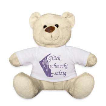 Glück schmeckt salzig – Amrum Nordsee Insel Design - Teddy - Weiß - Vorne