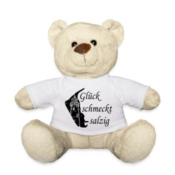 Glück schmeckt salzig – Amrum Nordsee Insel Design - Teddy - Weiß - Vorne