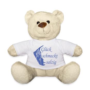 Glück schmeckt salzig – Amrum Nordsee Insel Design - Teddy - Weiß - Vorne