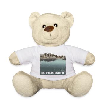 Mountains and sea NATURE IS CALLING - Teddy Bear - white - Front