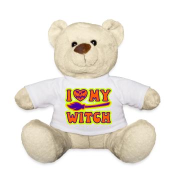 I Love My Witch Witch Halloween Men Women - Teddy Bear - white - Front