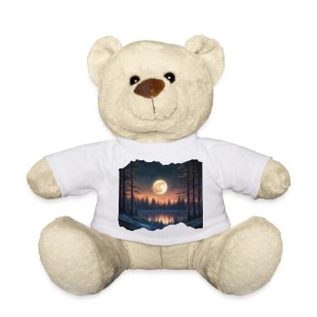Dunkler See mit Vollmond - Teddy - Weiß - Vorne