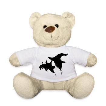 Witch with loose hair and a hat - Teddy Bear - white - Front