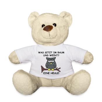 Was sitzt im Baum und weint? Eine Heule | Sprüche - Teddy - Weiß - Vorne