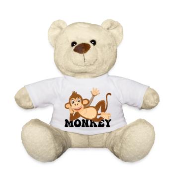 Cheerful Monkey Lounge Illustration - Teddy Bear - white - Front