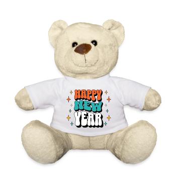 Happy New Year 2024 Silvester Neujahr Party Feier - Teddy - Weiß - Vorne