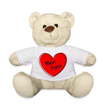 rotes Herz rot Geschenk Valentinstag - Teddy - Weiß - Vorne