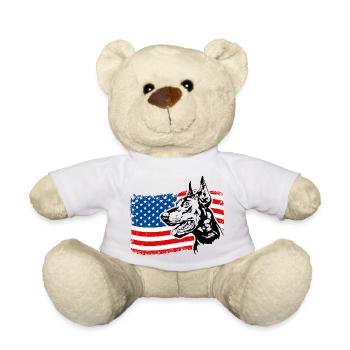 Doberman Amérique Flag Dogs Dobie Wilsigns - Nounours - blanc - Devant