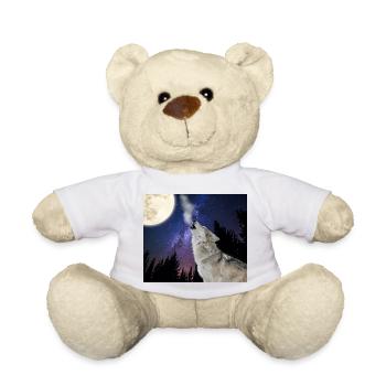 Wolf heult auf dem Mond / Wolf Mond Nachthimmel Sta - Teddy - Weiß - Vorne