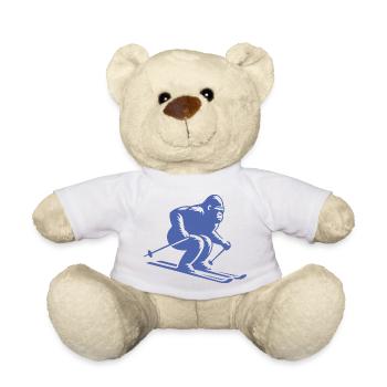 Affe Gorilla Schimpanse Ski Silhouette Design - Teddy - Weiß - Vorne