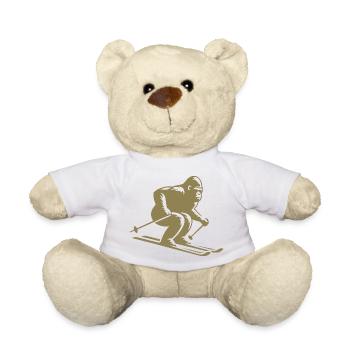Affe Gorilla Schimpanse Ski Silhouette Design - Teddy - Weiß - Vorne