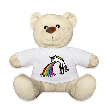 Funny Unicorn Puking Rainbow Cartoon - Teddy Bear - white - Front