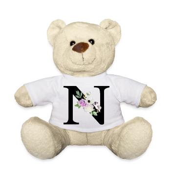 Lila Blumenbuchstabe n - Teddy - Weiß - Vorne