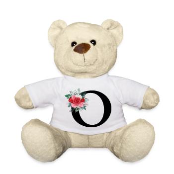 Roter Blumenbuchstabe O - Teddy - Weiß - Vorne