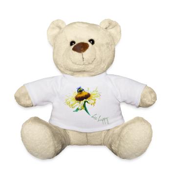 Bee Happy Summer Motif Bee Flower - Teddy Bear - white - Front