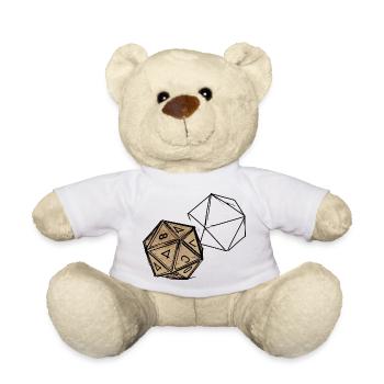 Painted RPG Cube – Artistic Dice Design - Teddy Bear - white - Front