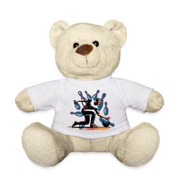 Dynamic, colorful bowler in action - Teddy Bear - white - Front
