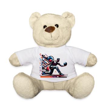 Dynamic, colorful bowler in action - Teddy Bear - white - Front