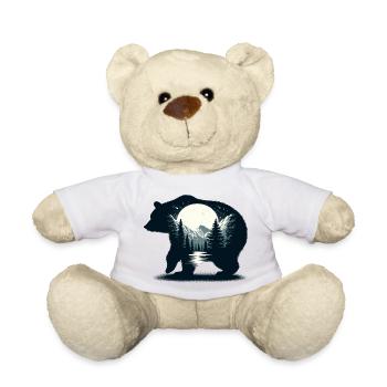 Bären Silhouette Wildnis Vollmond Nacht - Teddy - Weiß - Vorne