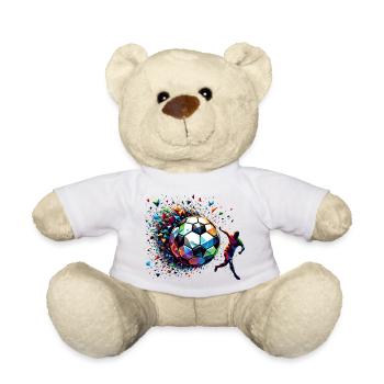 dynamischer Fußballspieler spielt Fußball - Teddy - Weiß - Vorne