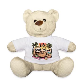 La vie est dure, la paresse se détend sur la plage - Nounours - blanc - Devant