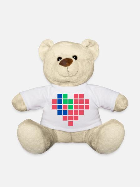 Pixel-Herz - Teddy - Weiß