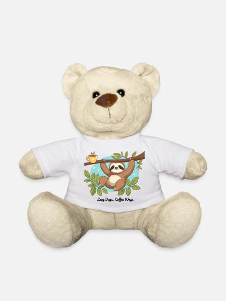 Lazy Days, Coffee Ways – Sloth - Teddy Bear - white