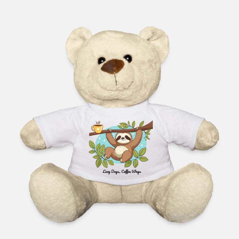 Lazy Days, Coffee Ways – Sloth - Teddy Bear - white