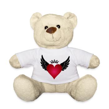 A heart with wings and crown: love that flies - Teddy Bear - white - Front
