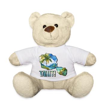 Aquarell Landkarte Tahiti - Teddy - Weiß - Vorne