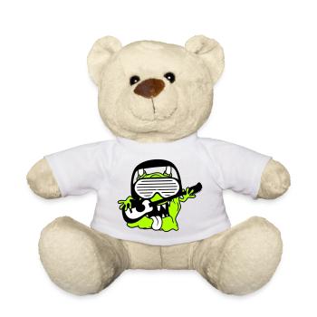 Cool Party Monster Alien Plays Guitar Music - Teddy Bear - white - Front
