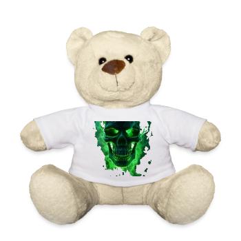 Leuchtender grüner Totenkopfdesign - Teddy - Weiß - Vorne